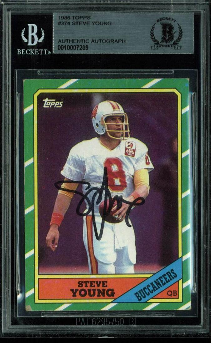 1986 TOPPS #374 STEVE YOUNG AUTHENTIC AUTOGRAPH (1 of 2)