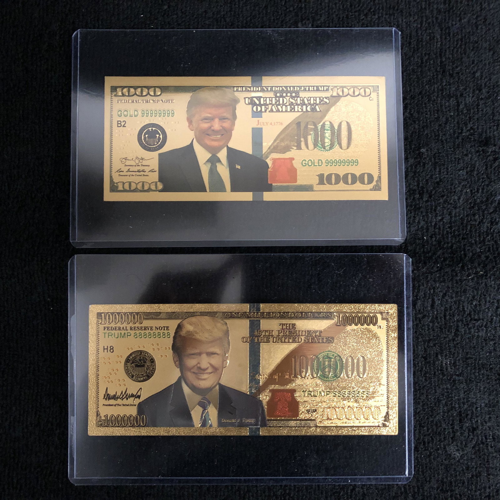 DONALD TRUMP GOLD FOILED NOVELTY BANK NOTES: DONALD TRUMP GOLD FOILED NOVELTY BANK NOTES