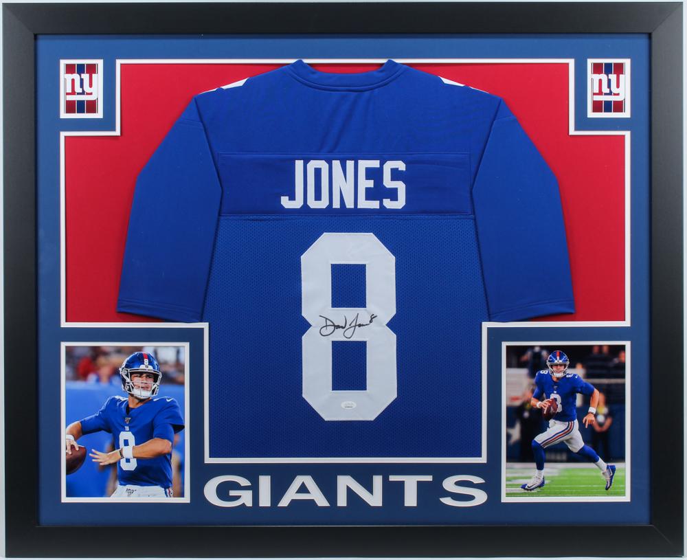 DANIEL JONES SIGNED GIANTS CUSTOM FRAMED JERSEY (JSA (1 of 1)