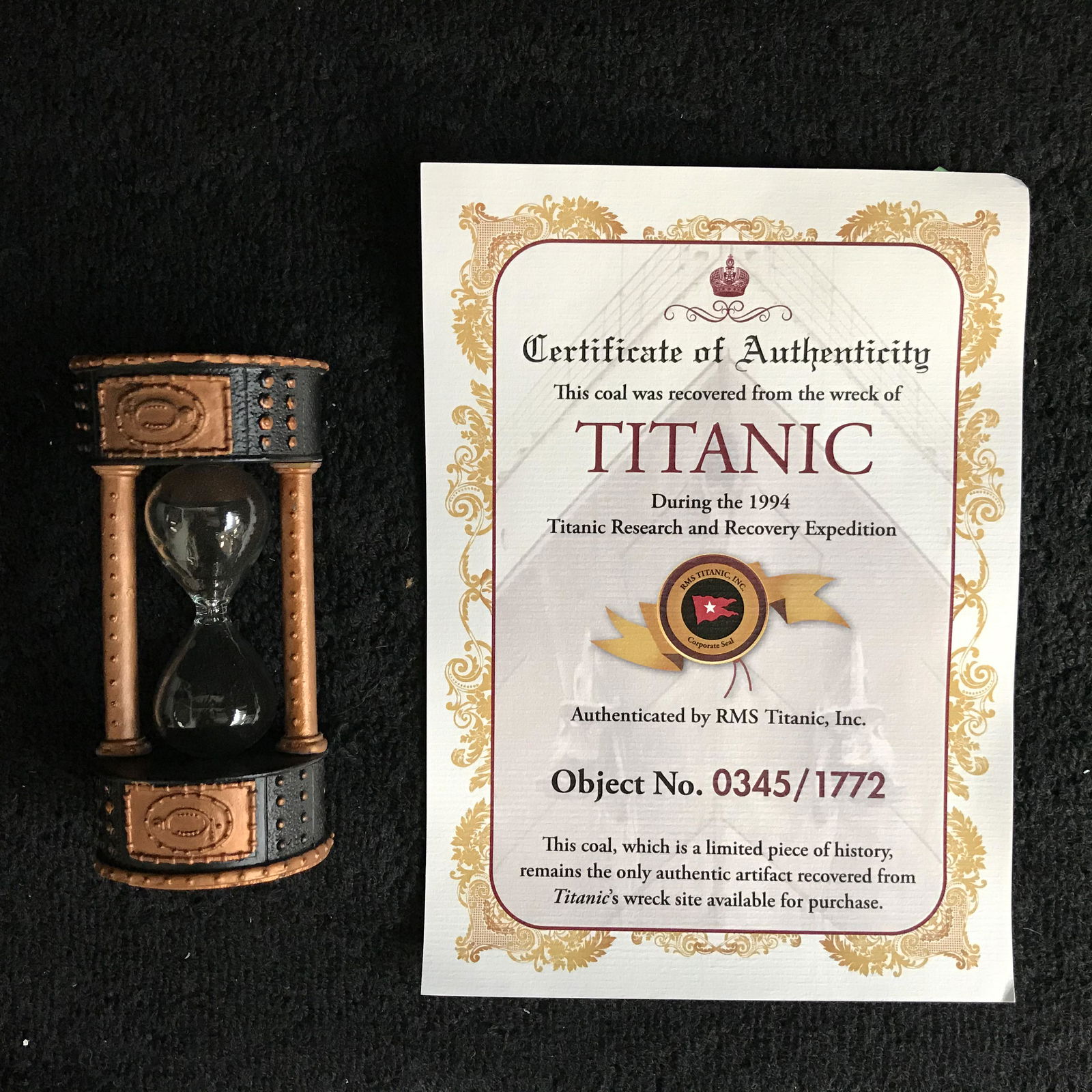 RMS Titanic Coal Hourglass W/COA (1 of 2)