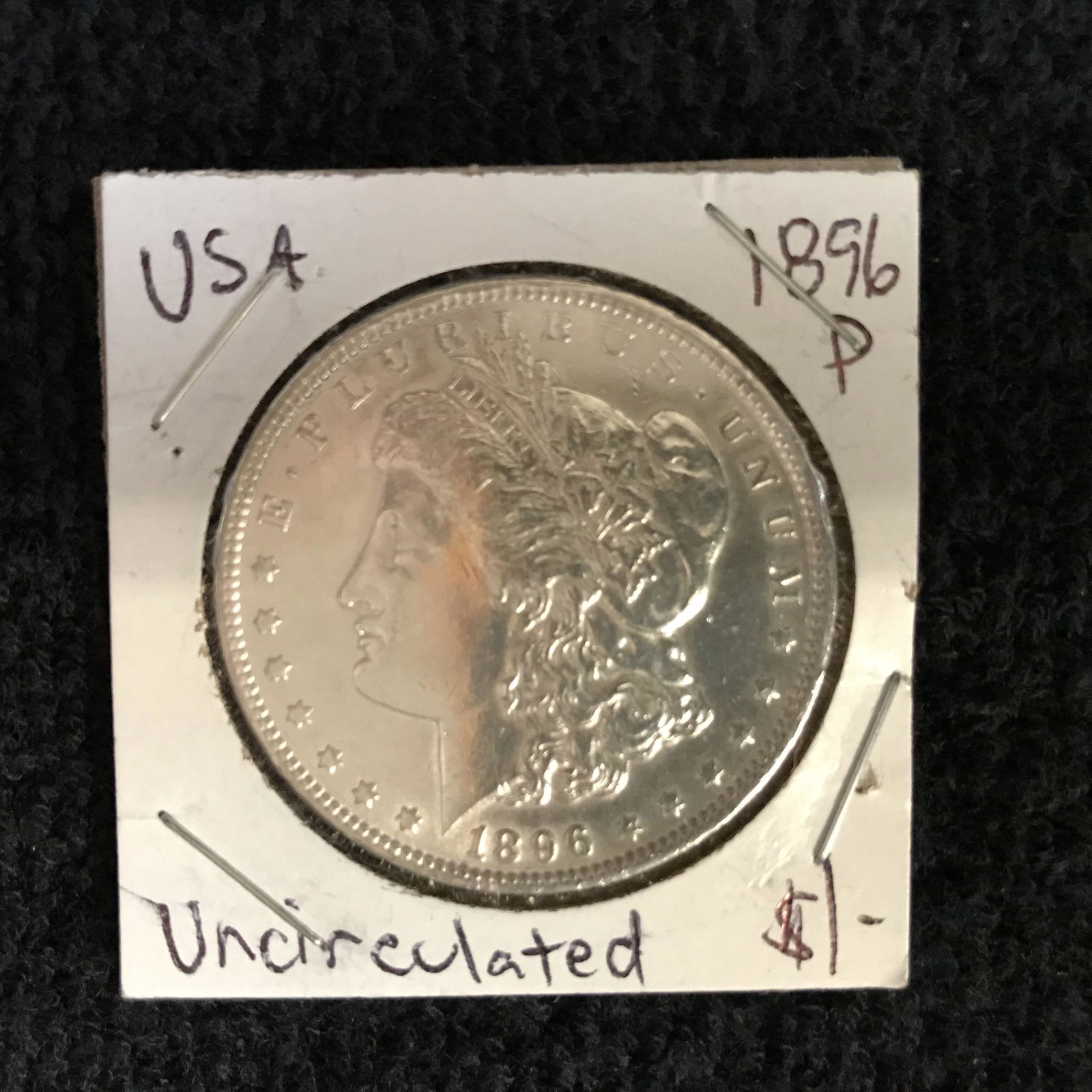1896 U.S.A. MORGAN SILVER DOLLAR (UNCIRCULATED) (1 of 2)