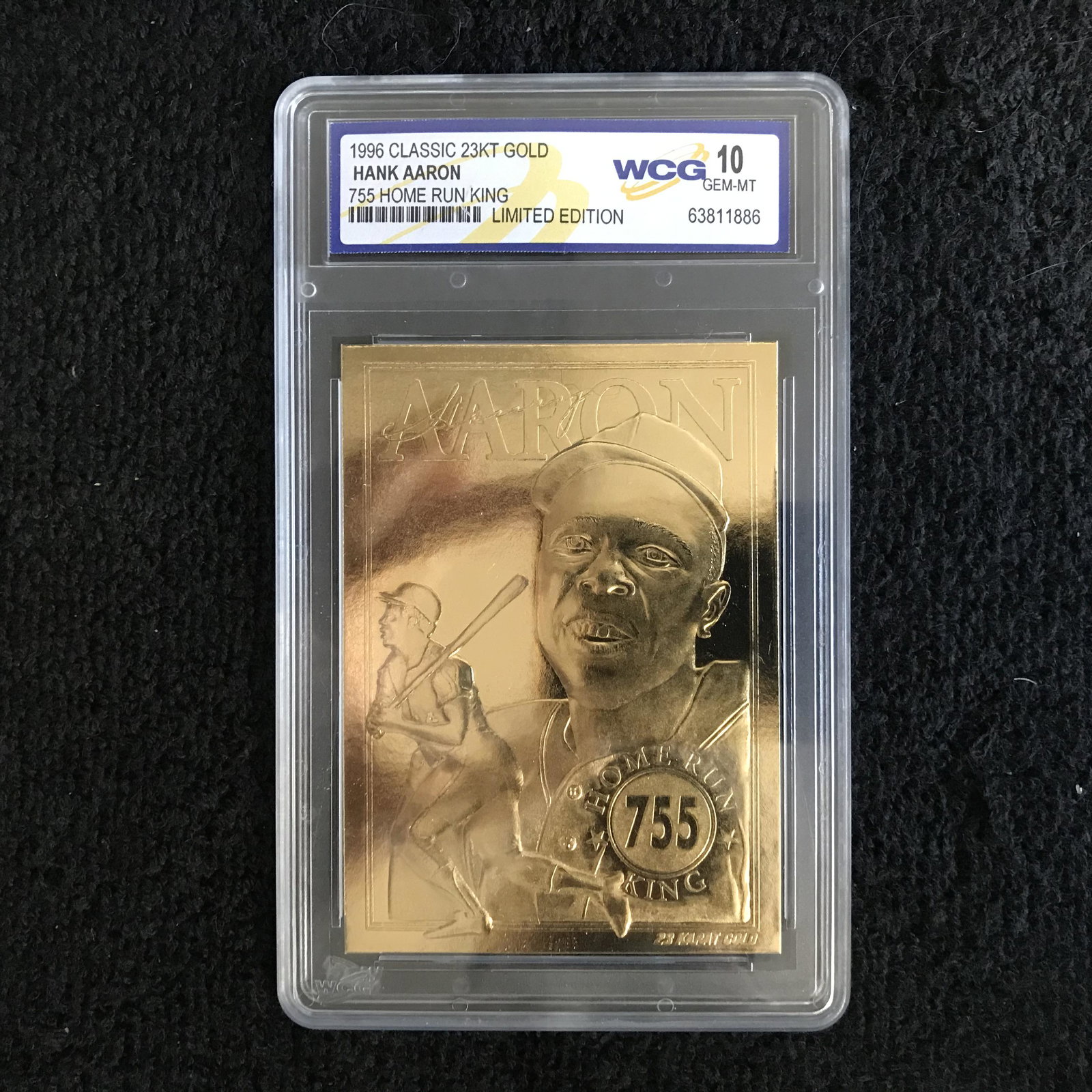 1996 CLASSIC 23KT GOLD HANK AARON 755 HOME RUN KING (WC: 1996 CLASSIC 23KT GOLD HANK AARON 755 HOME RUN KING (WCG 10)