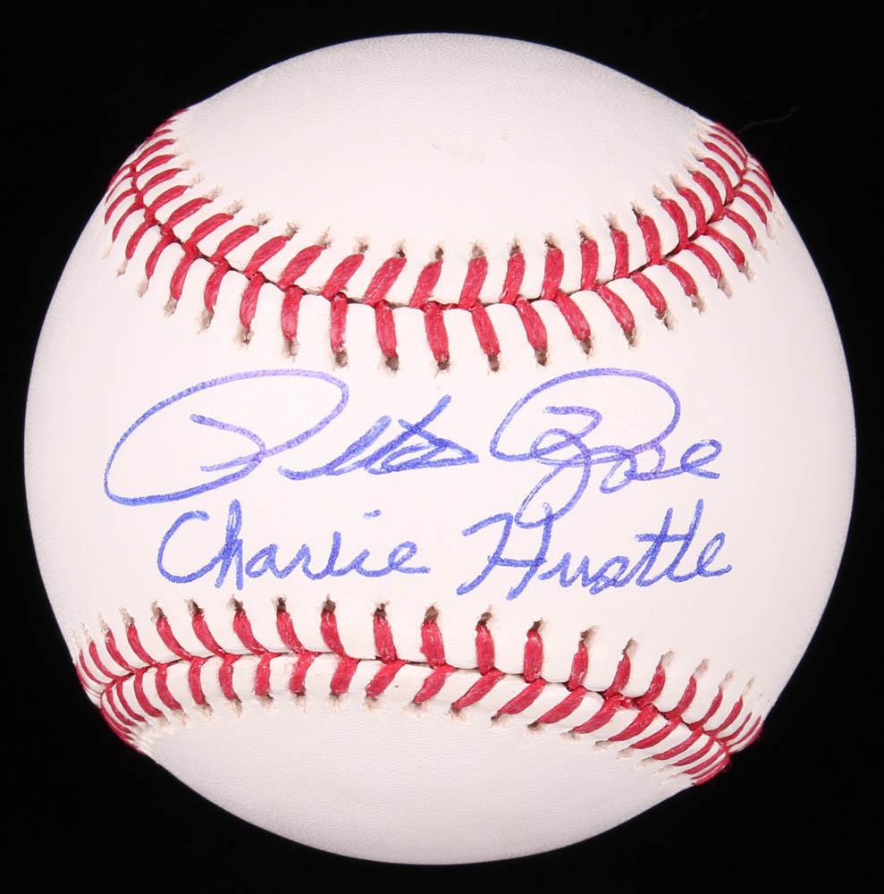 PETE ROSE SIGNED BASEBALL W/CHARLIE HUSTLE INSCRIPTION (1 of 2)