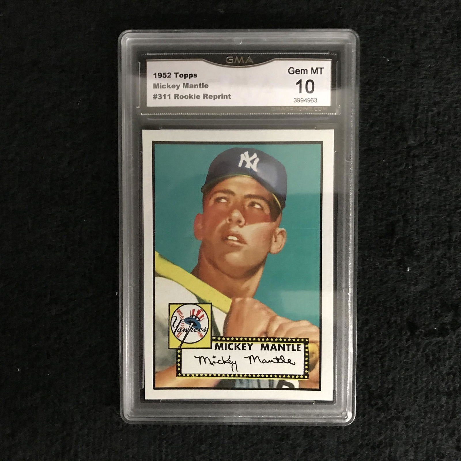 1952 TOPPS MICKEY MANTLE #311 ROOKIE REPRINT (GEM MINT (1 of 1)