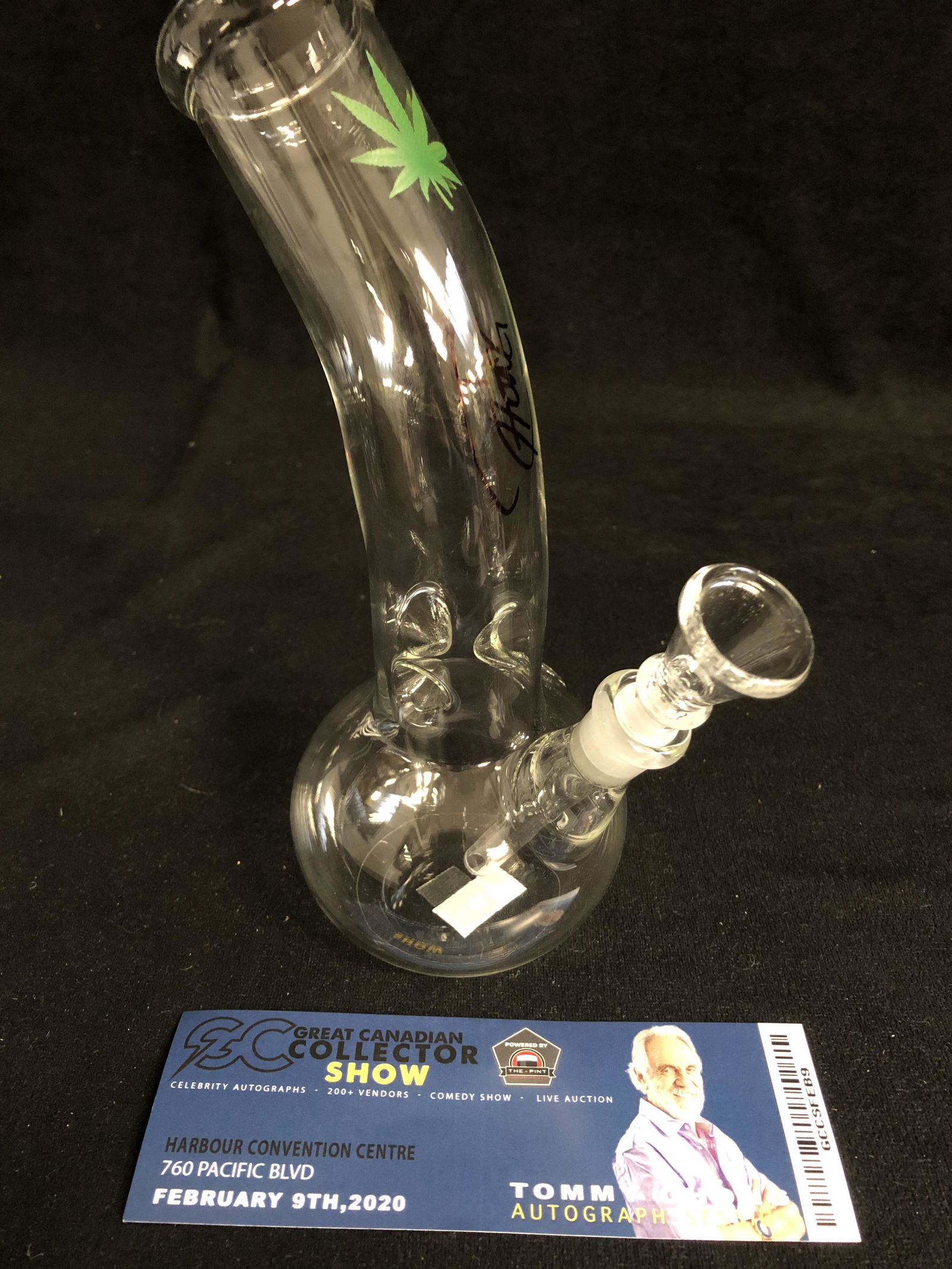TOMMY CHONG SIGNED 8" GLASS BONG w/ BOWL (CLEAR) (1 of 2)