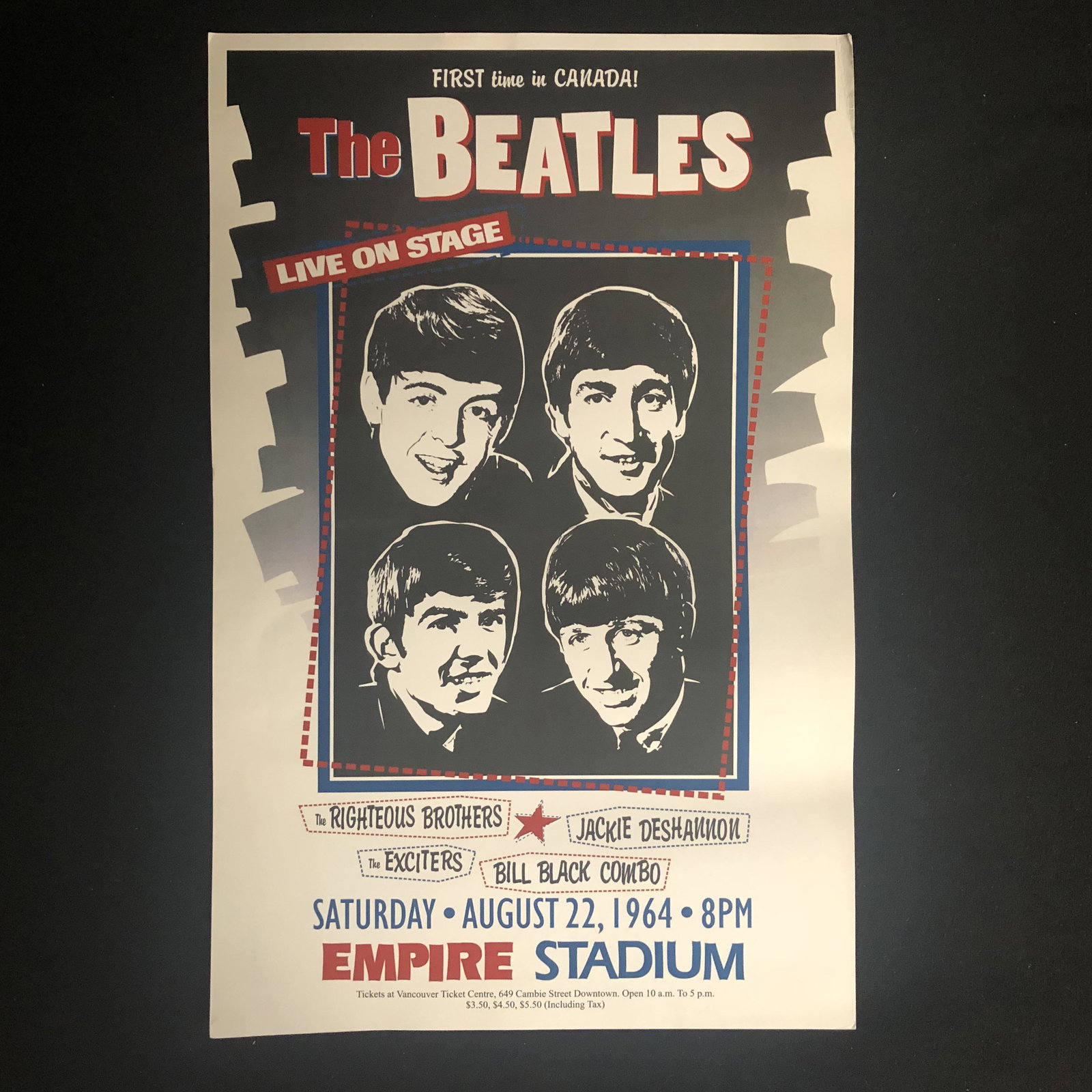 THE BEATLES CONCERT POSTER (FIRST TIME IN CANADA): THE BEATLES CONCERT POSTER (FIRST TIME IN CANADA)