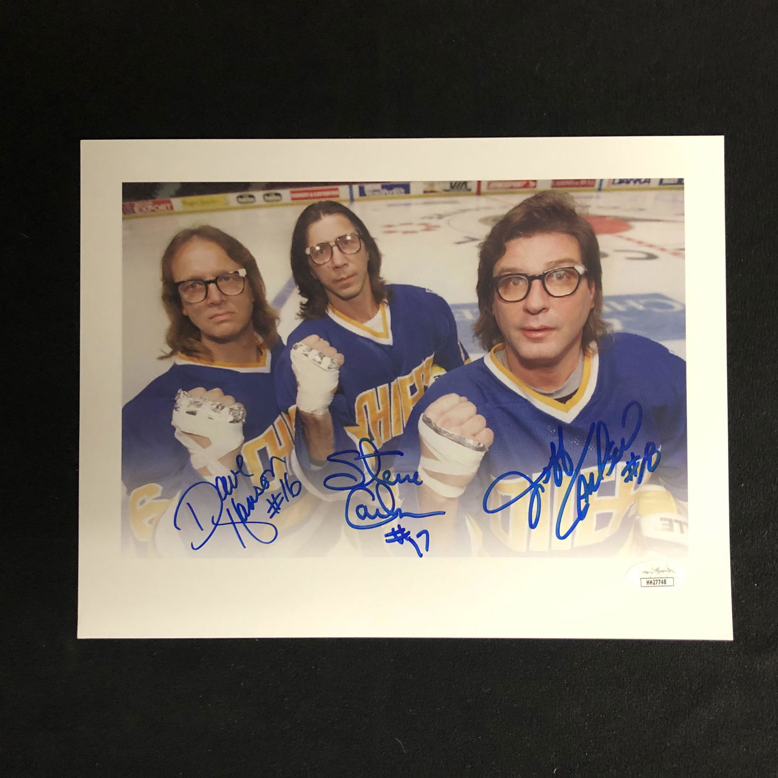 SLAP SHOTS HANSON BROTHERS TRIPLE SIGNED 8X10 PRINT (1 of 1)