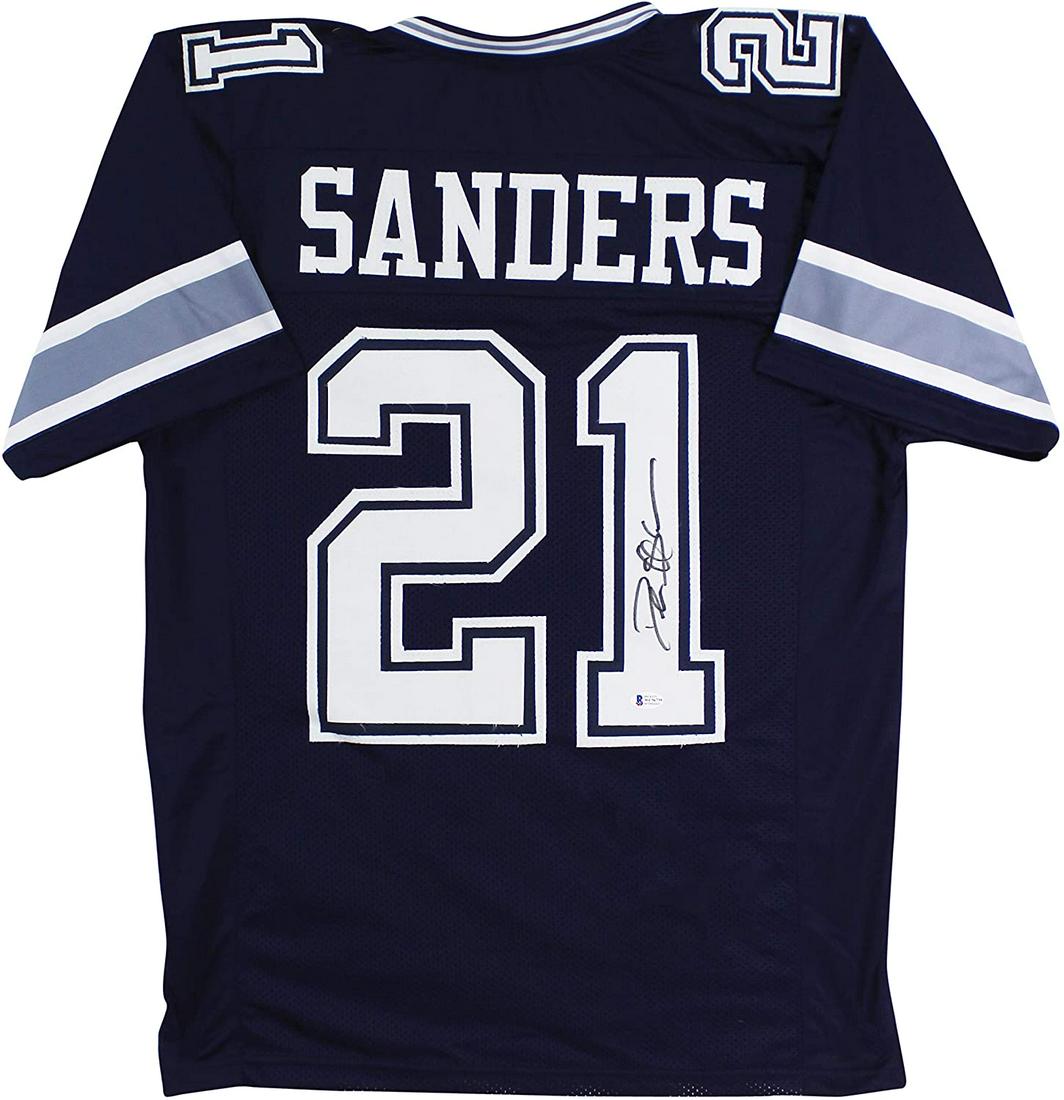 DEION SANDERS SIGNED NAVY CUSTOM JERSEY (1 of 1)