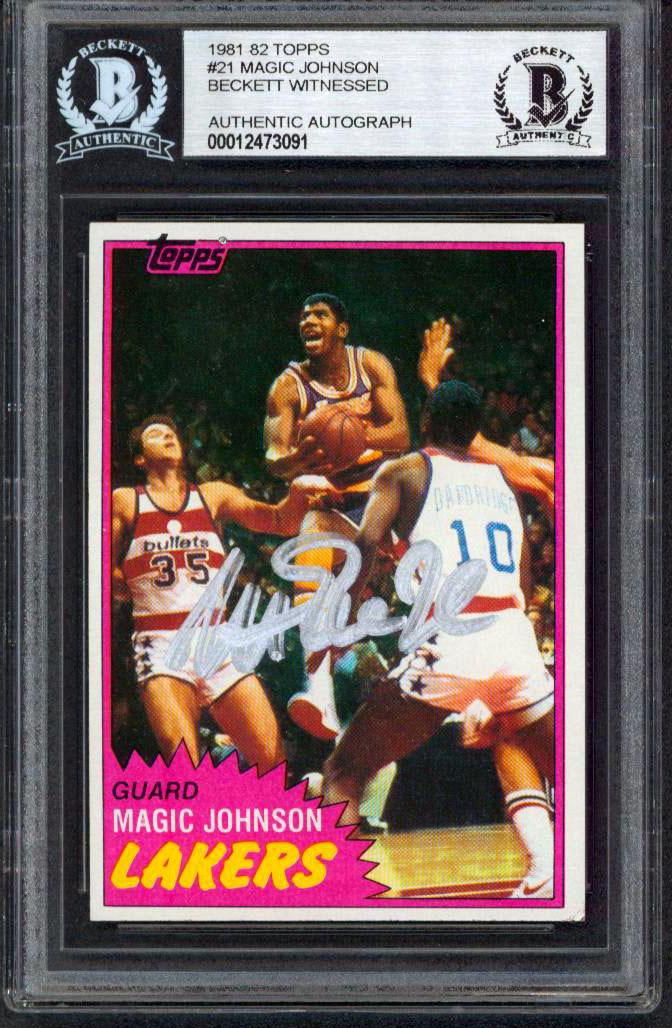 Lakers Magic Johnson Signed 1981 Topps #21 Card Auto Gr (1 of 1)