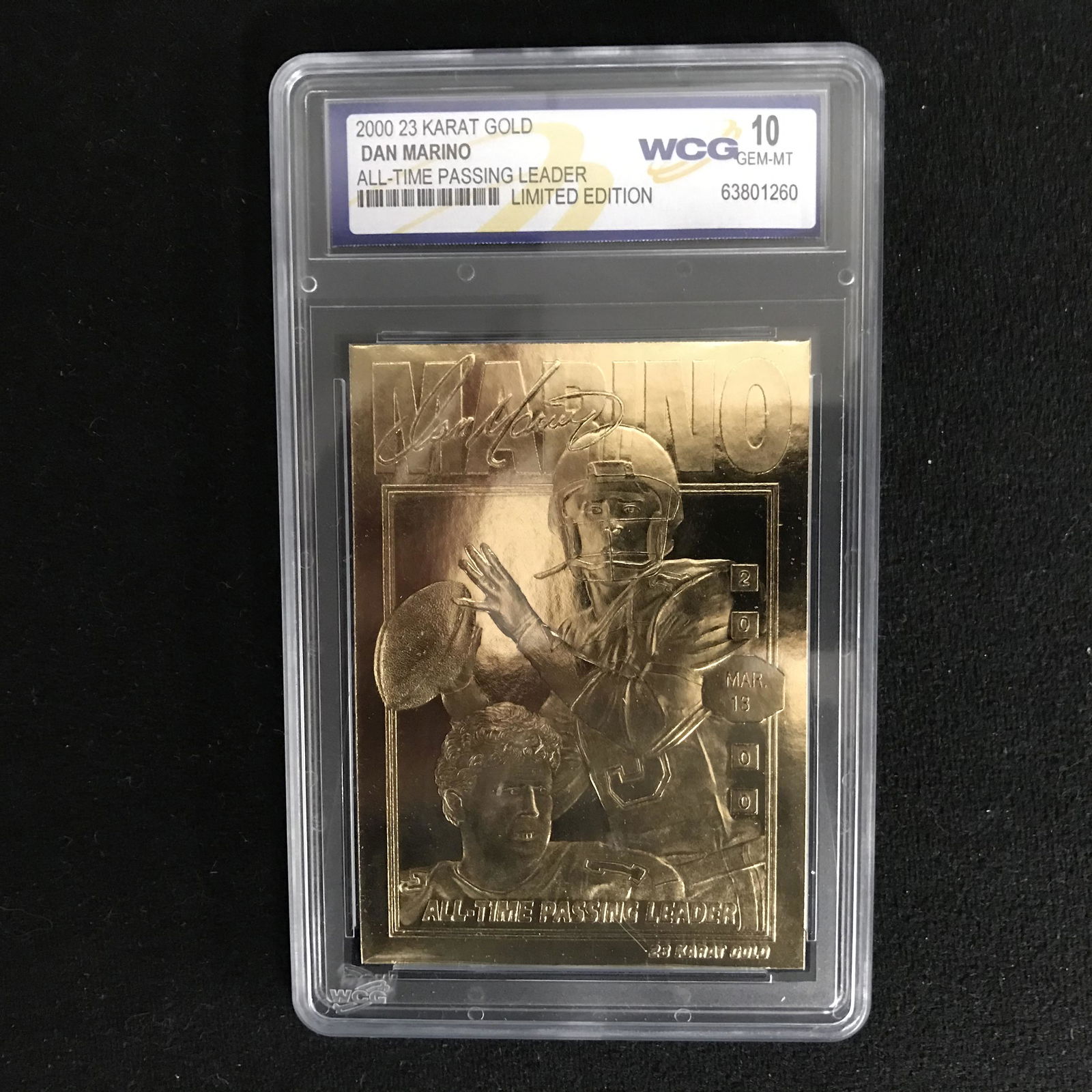 2000 23KT GOLD DAN MARINO ALL TIME PASSING LEADER (GEM (1 of 1)