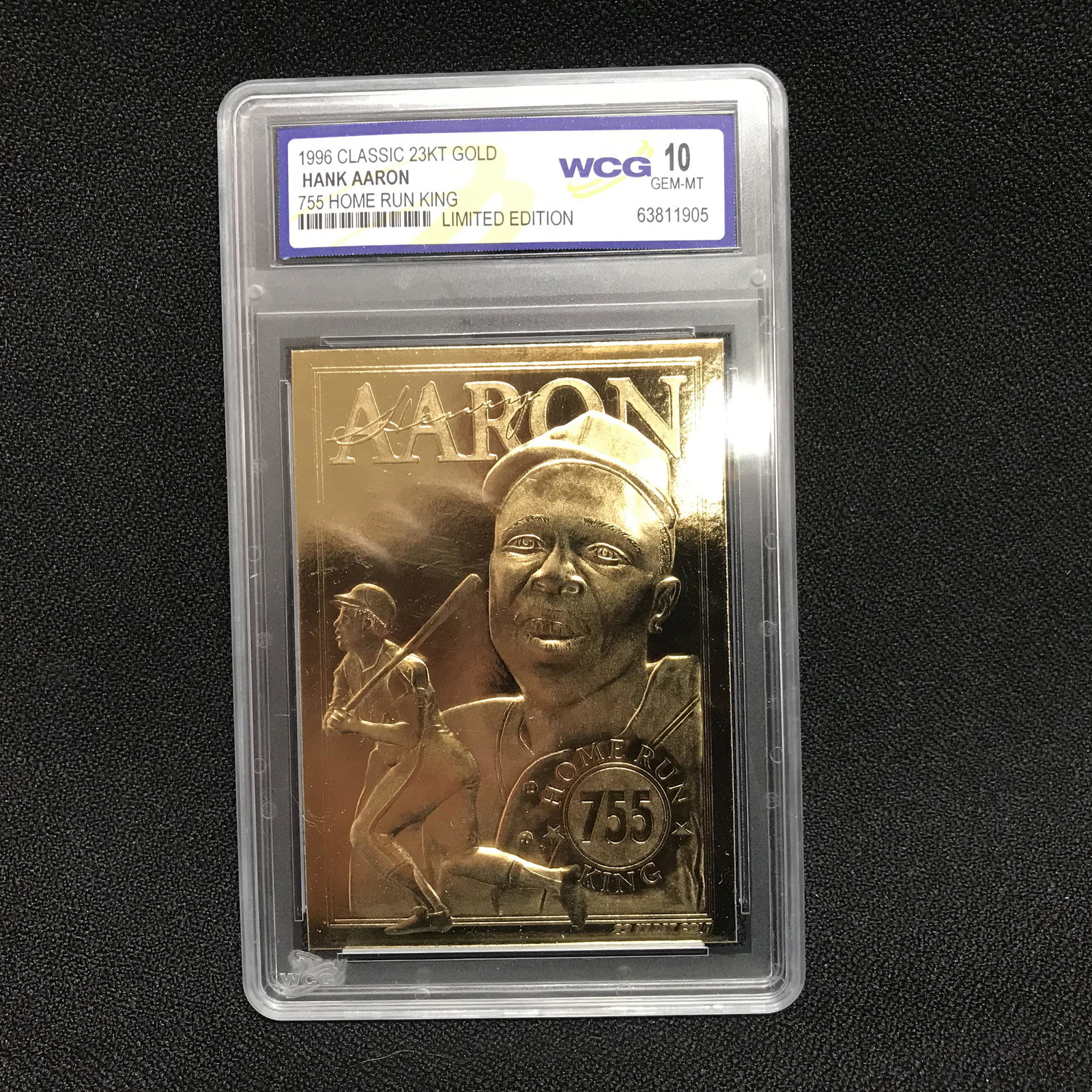 1996 CLASSIC 23KT GOLD HANK AARON 755 HOME RUN KING: 1996 CLASSIC 23KT GOLD HANK AARON 755 HOME RUN KING (GEM MINT 10)