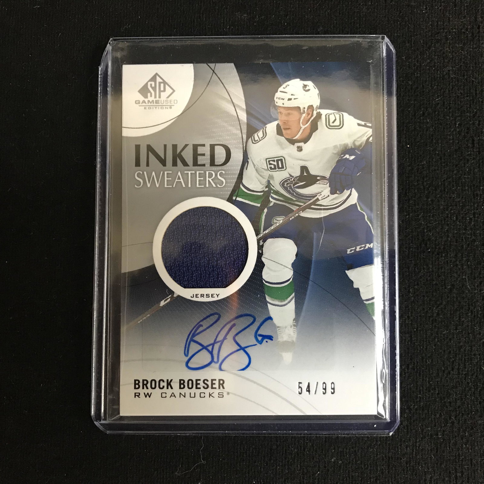 2019-20 Upper Deck SP Game Used Inked Sweaters /99 Broc: 2019-20 Upper Deck SP Game Used Inked Sweaters /99 Brock Boeser #IS-BO Auto