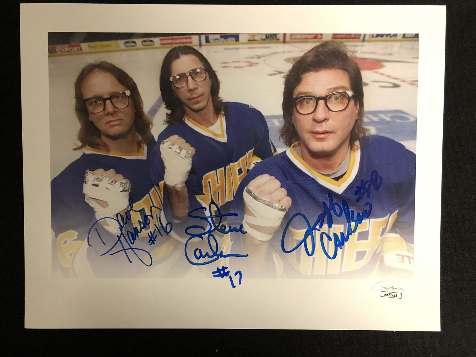 SLAP SHOTS HANSON BROTHERS SIGNED 8X10 PRINT (JSA COA) (1 of 1)