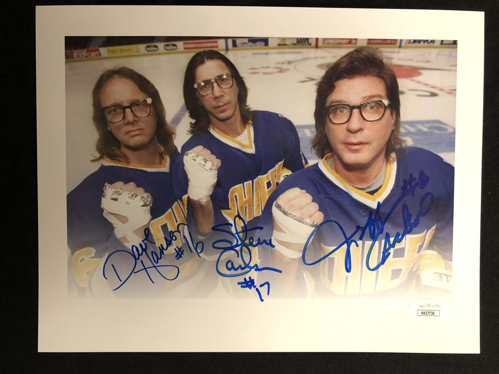 SLAP SHOTS HANSON BROTHERS SIGNED 8X10 PRINT (JSA COA) (1 of 1)