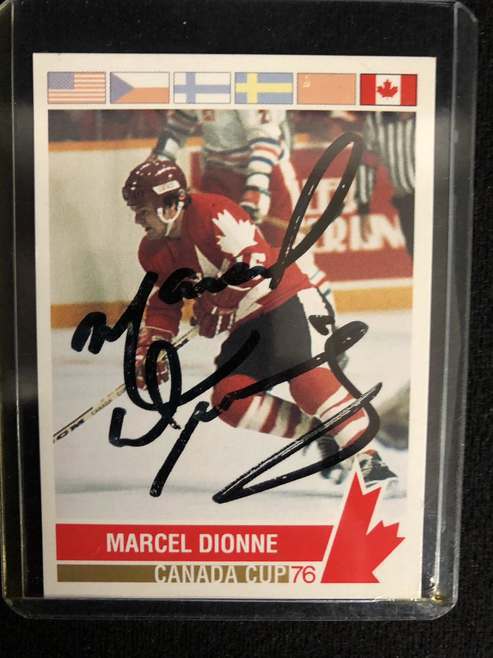 MARCEL DIONNE CANADA CUP 76 AUTOGRAPHED CARD: MARCEL DIONNE CANADA CUP 76 AUTOGRAPHED CARD