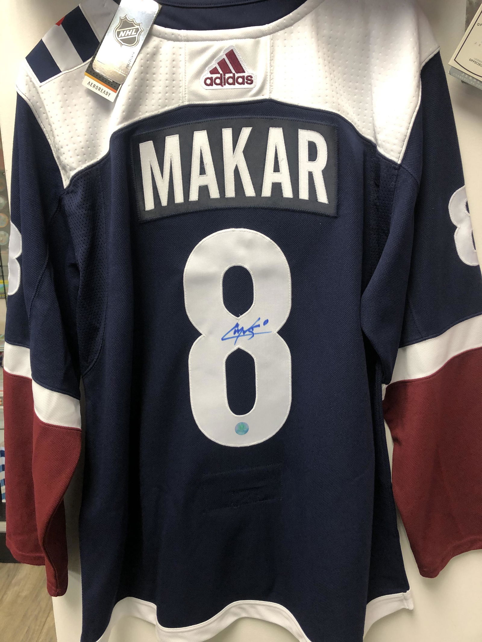 CALE MAKAR AUTOGRAPHED COLORADO AVALANCHE ADIDAS JERSEY: CALE MAKAR AUTOGRAPHED COLORADO AVALANCHE ADIDAS JERSEY (AJ SPORTSWOLRD)
