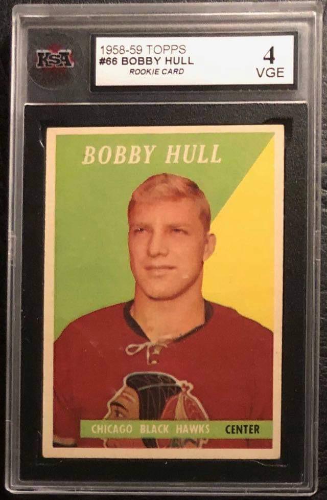 1958-59 TOPPS #66 BOBBY HULL RC (KSA 4) (1 of 2)