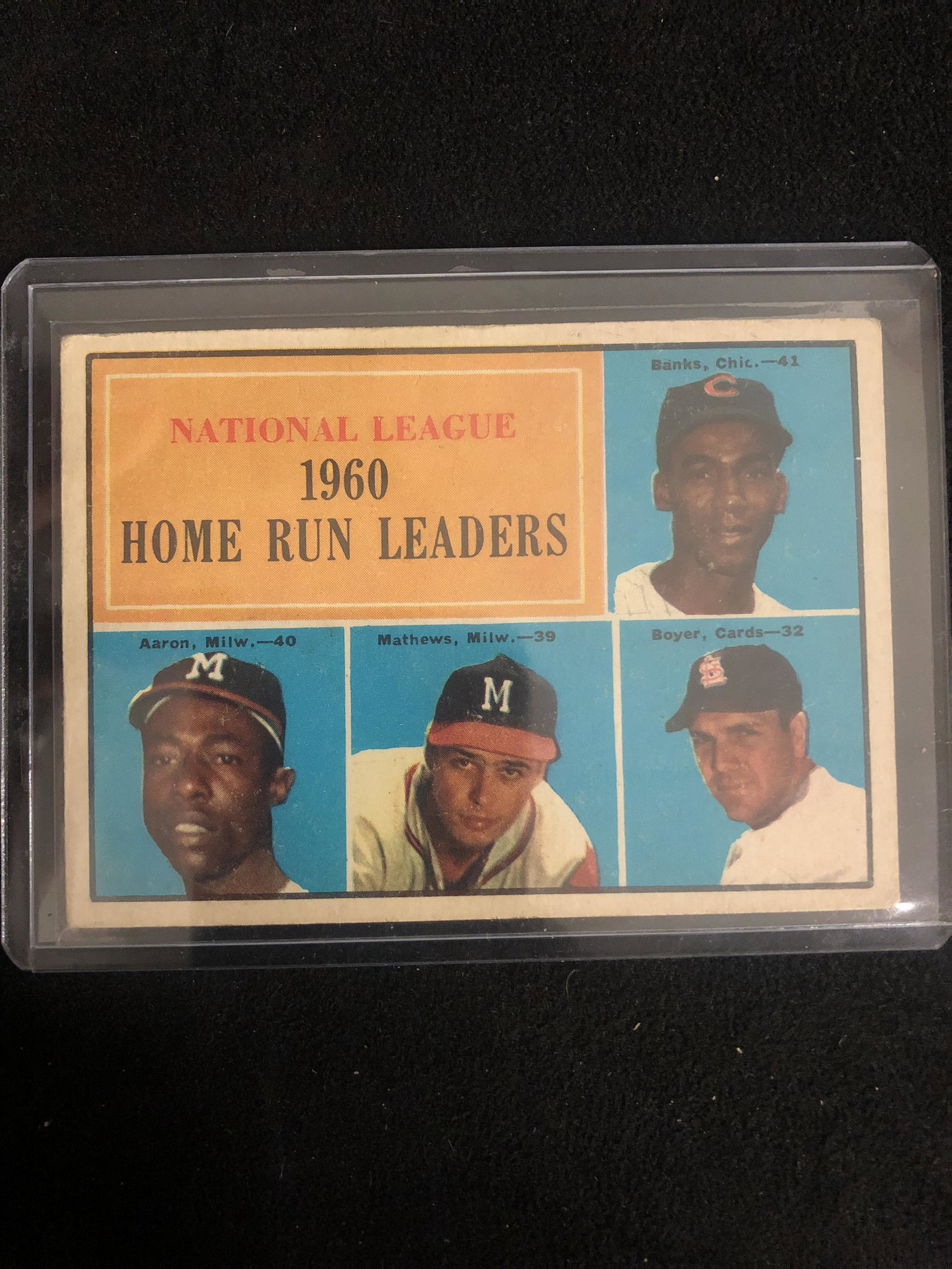 1961 Topps Baseball #43 NL Home Run Leaders Aaron,: 1961 Topps Baseball #43 NL Home Run Leaders Aaron, Banks, Mathews, Boyer