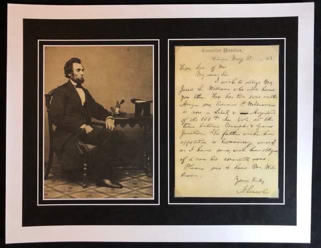 ABE LINCOLN SIGNED FACSIMILE LETTER DISPLAY (1 of 2)
