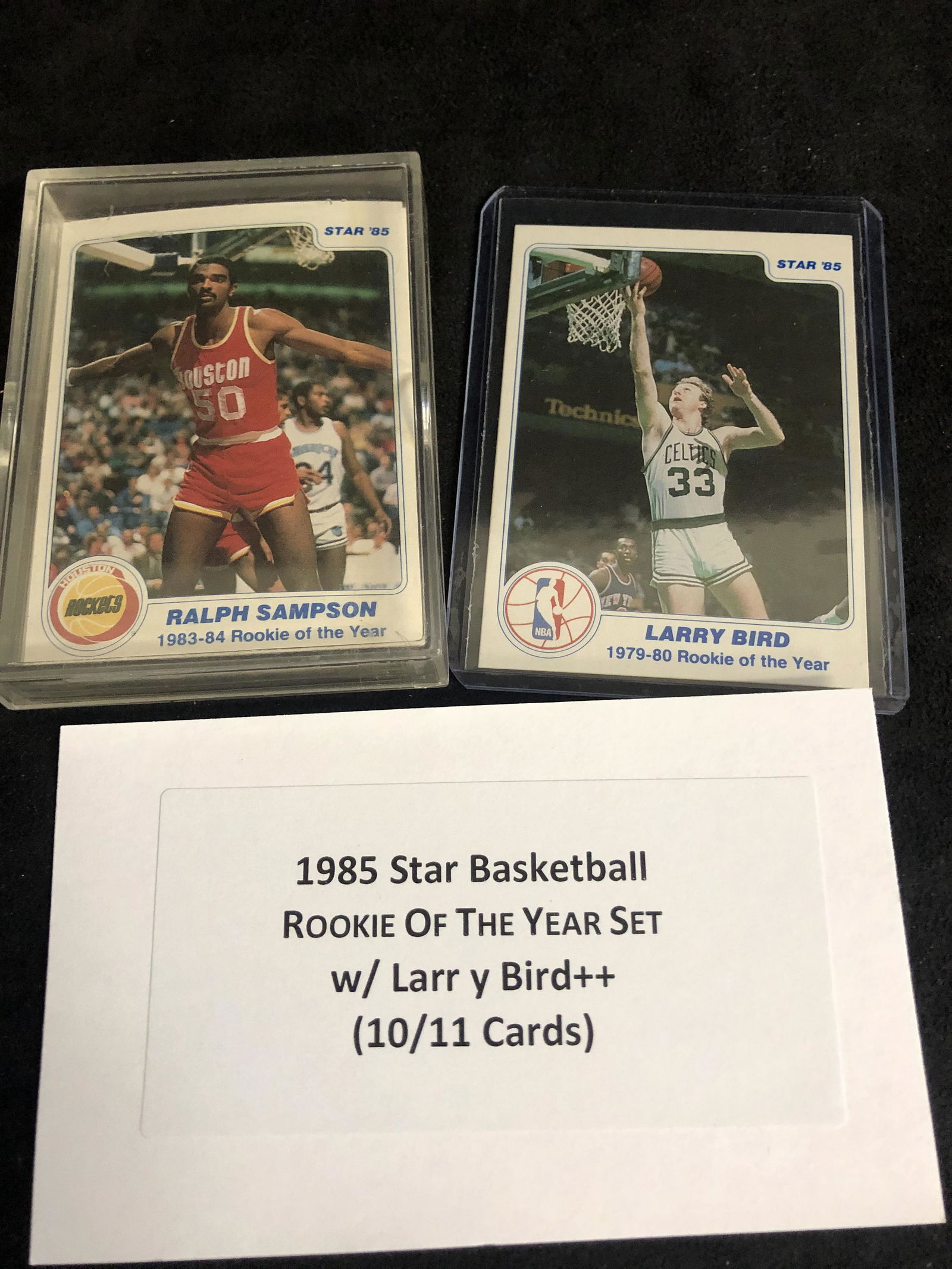 1985 STAR BASKETBALL ROOKIE OF THE YEAR SET w/ LARRY: 1985 STAR BASKETBALL ROOKIE OF THE YEAR SET w/ LARRY BIRD (10/11 CARDS)