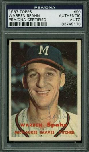 Braves Warren Spahn Authentic Signed Card 1957 Topps (1 of 1)