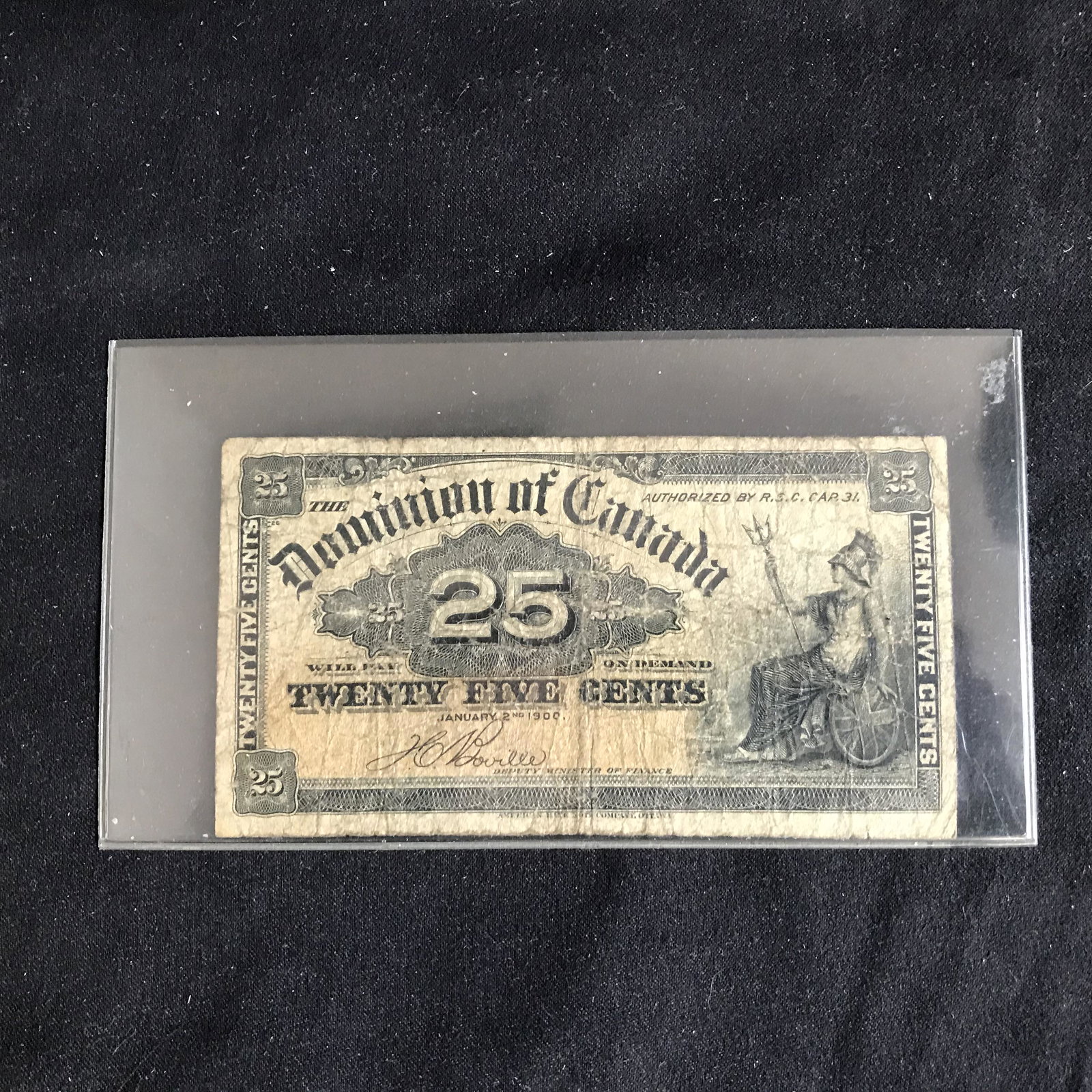 1900 25 CENTS DOMINION OF CANADA SHINPLASTER: 1900 25 CENTS DOMINION OF CANADA SHINPLASTER