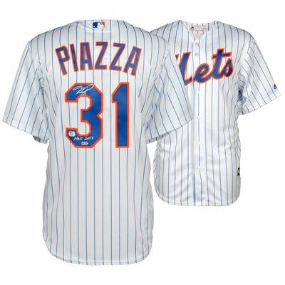 MIKE PIAZZA N.Y. METS AUTOGRAPED WHITE MAJESTIC (1 of 1)