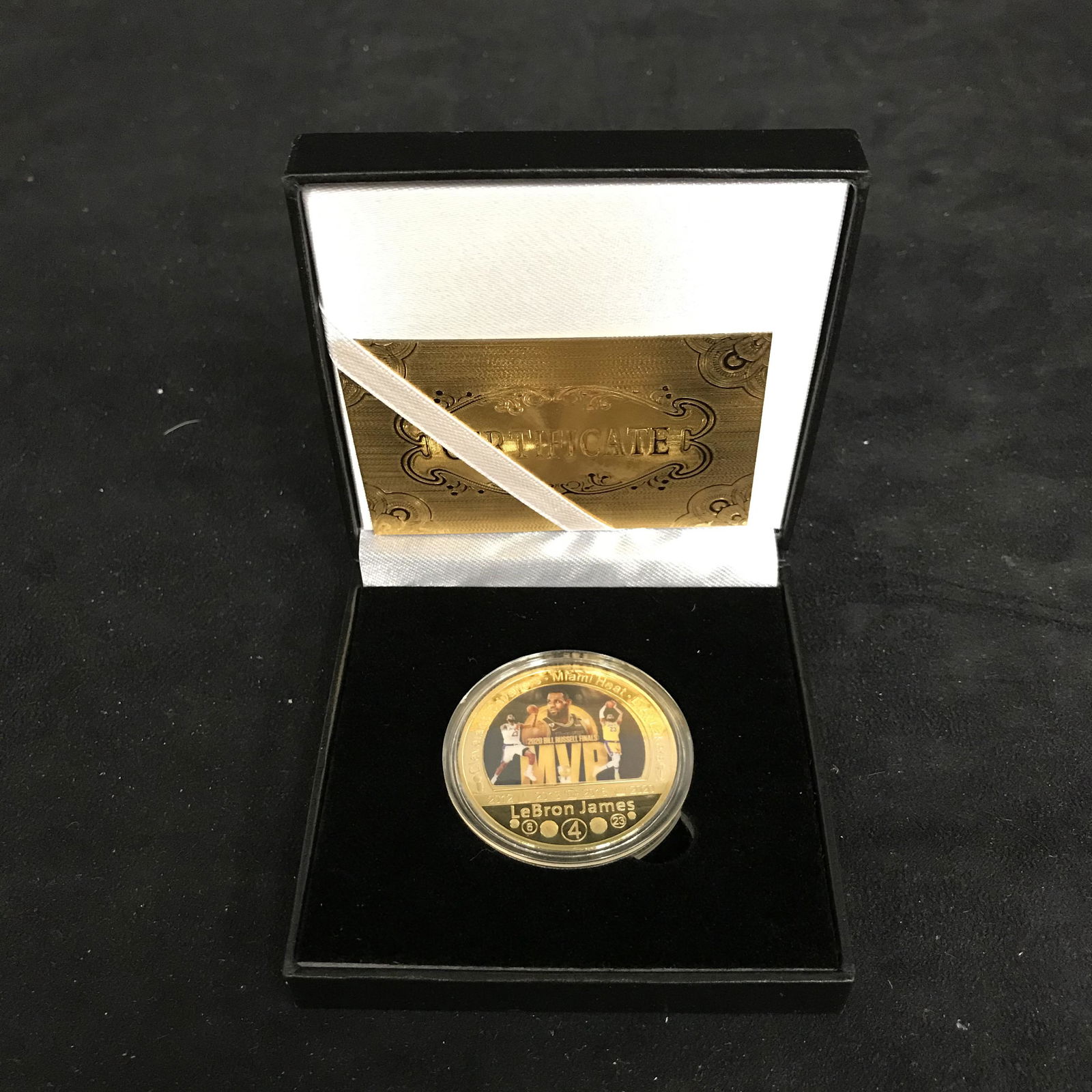 LeBRON JAMES COMMEMORATIVE COIN w/ DISPLAY BOX & (1 of 3)