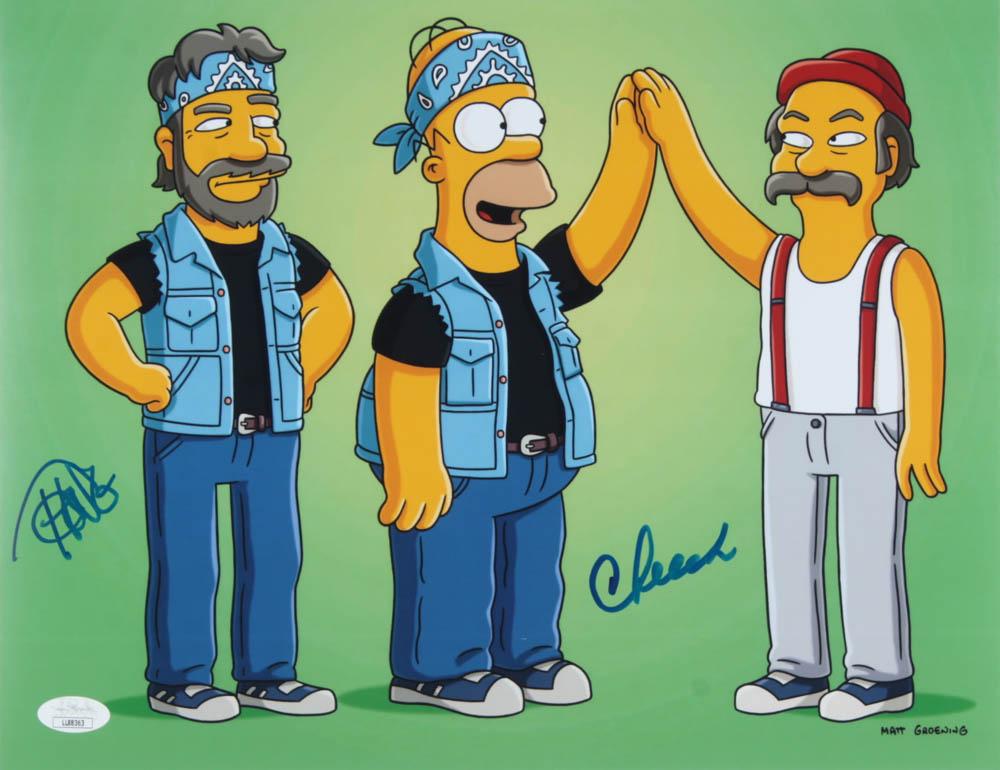 CHEECH & CHONG SIGNED "THE SIMPSONS 8X10 PHOTO (JSA COA (1 of 3)