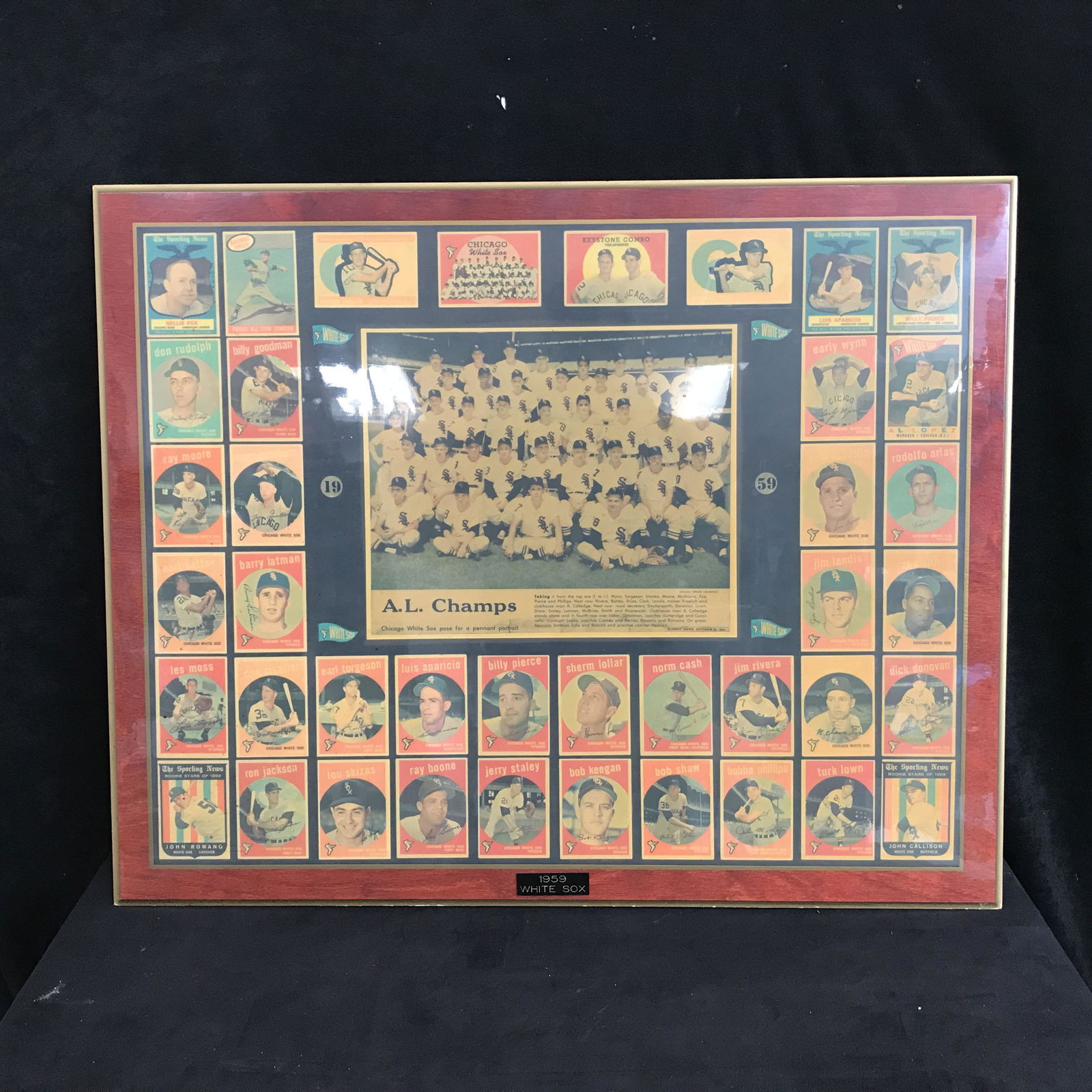 1959 CHICAGO WHITE SOX CUSTOM FRAMED TRADING CARDS (1 of 4)