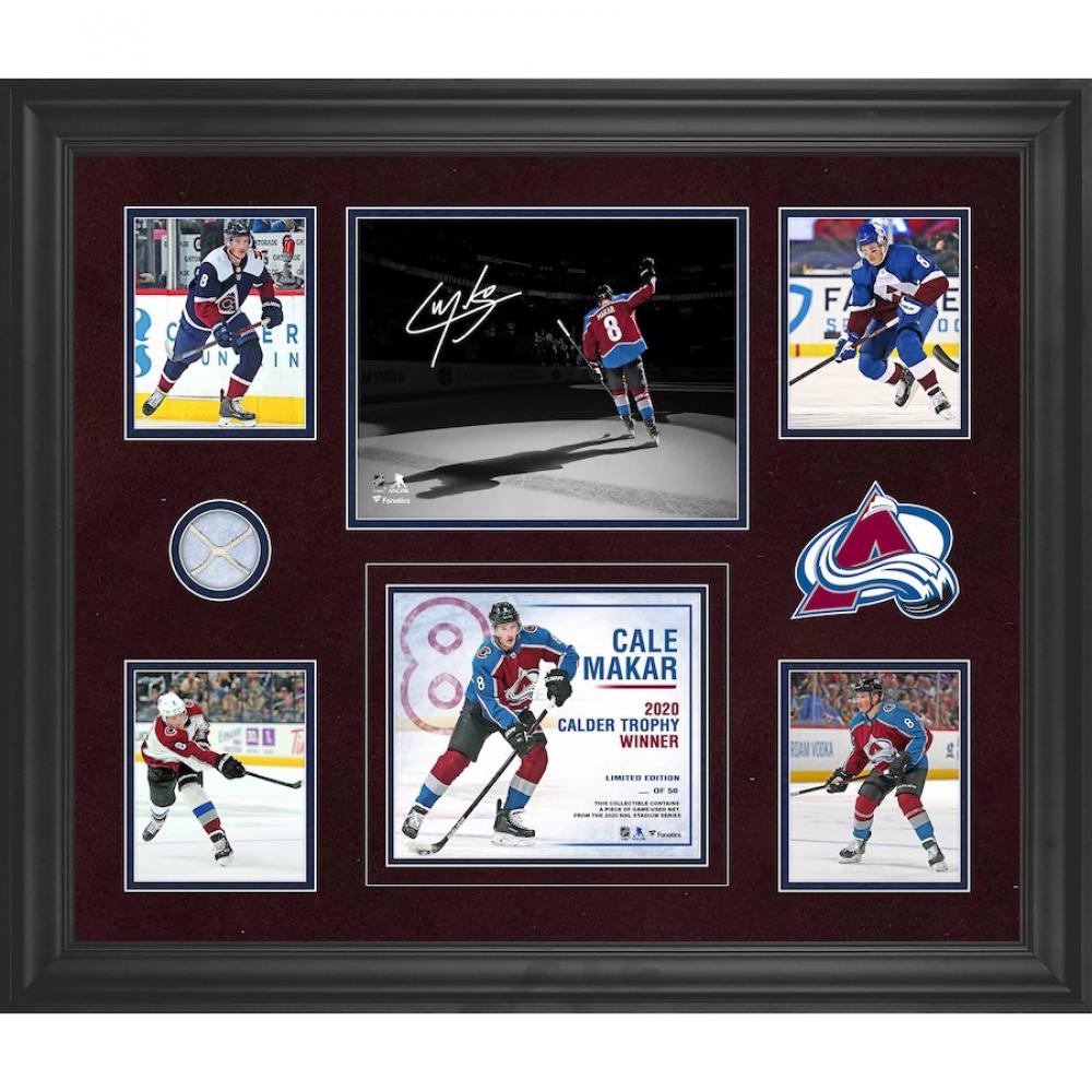CALE MAKAR SIGNED 20x24 CUSTOM FRAMED LE GAME-USED NET: CALE MAKAR SIGNED 20x24 CUSTOM FRAMED LE GAME-USED NET DISPLAY Display (FANATICS HOLOGRAM)