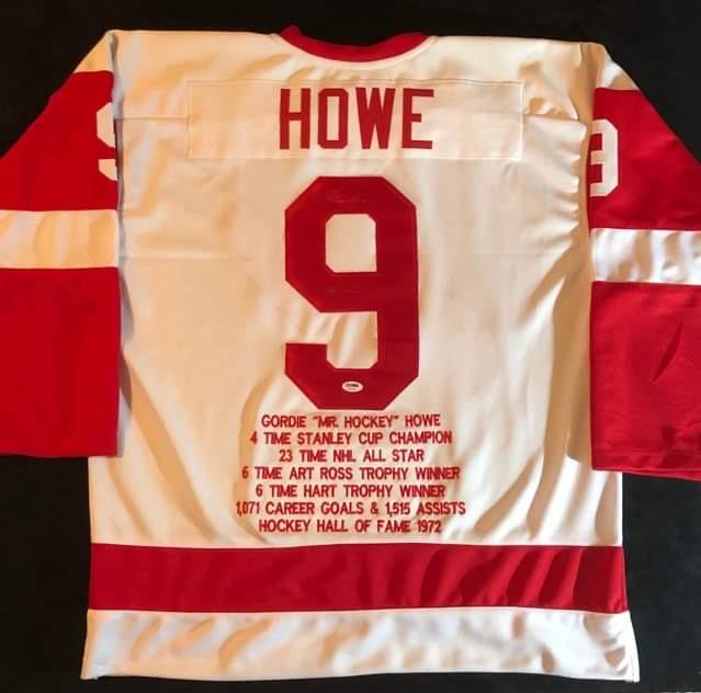 GORDIE HOWE AUTOGRAPHED RED WINGS STATS PRO STYLE JERSE (1 of 6)