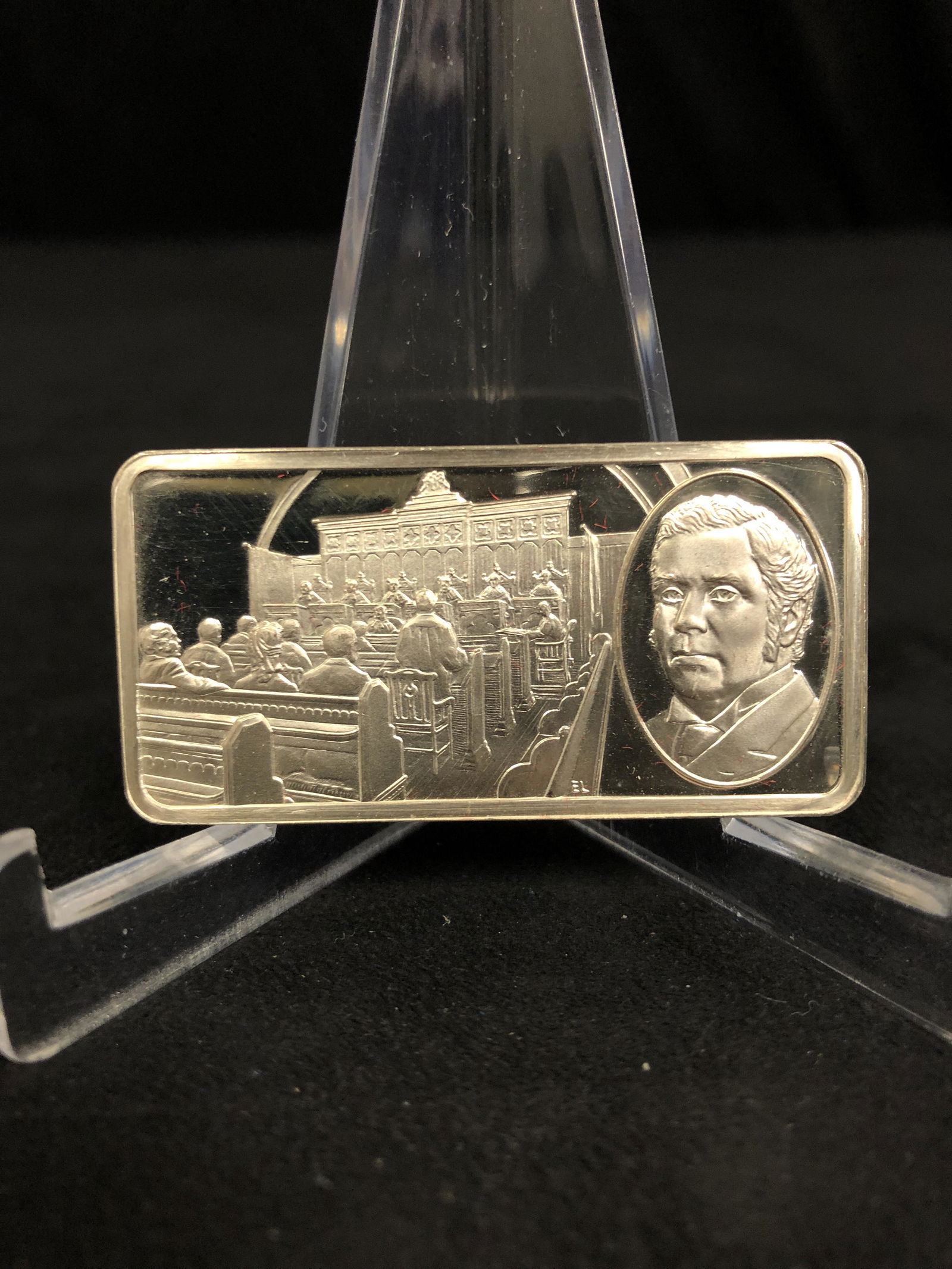 SIR JOHN THOMPSON PRIME MINISTERS STERLING SILVER 1: SIR JOHN THOMPSON PRIME MINISTERS STERLING SILVER 1 OUNCE BARS FRANKLIN MINT 1976