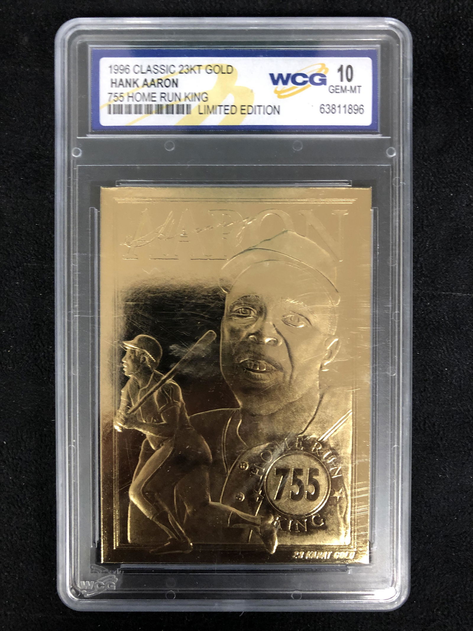 1996 CLASSIC 23KT GOLD HANK AARON 755 HOME RUN KING (1 of 1)