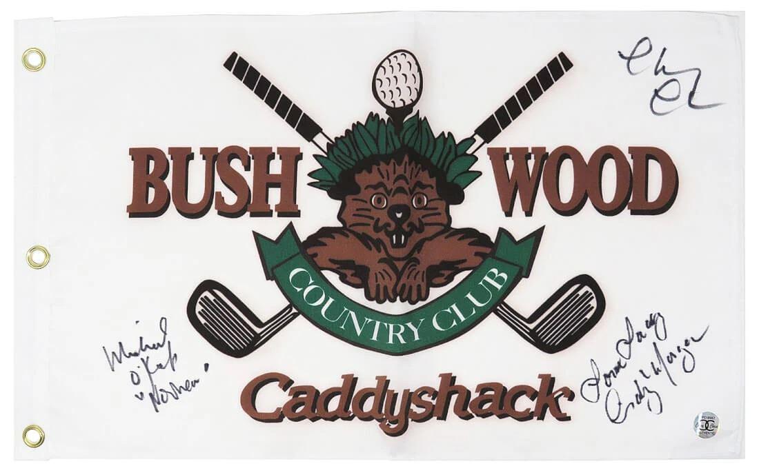 C. CHASE, M. O'KEEFE & C. MORGAN SIGNED CADDYSHACK FLAG (1 of 1)