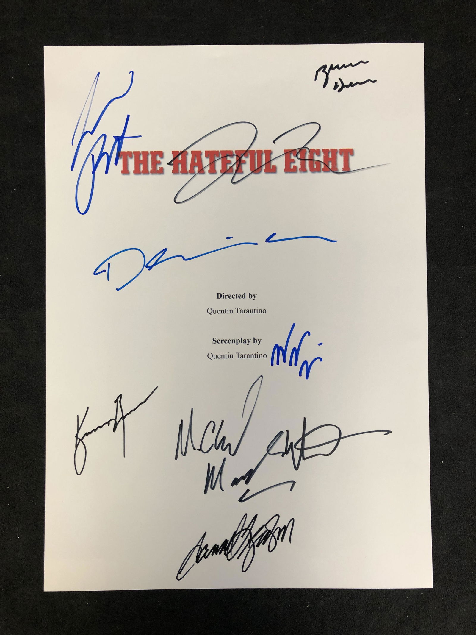 THE HATEFUL EIGHT SIGNED MOVIE SCRIPT COVER (R.A. COA) (1 of 3)