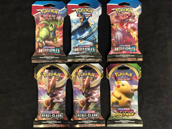 (6x) Pokemon Trading Card Packs (3 Battle Styles, 2 Reb