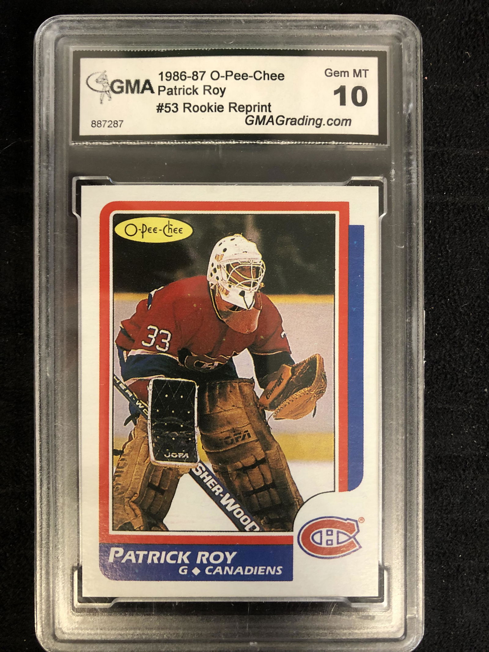 1986-87 O-PEE-CHEE PATRICK ROY #53 ROOKIE REPRINT (GEM (1 of 1)