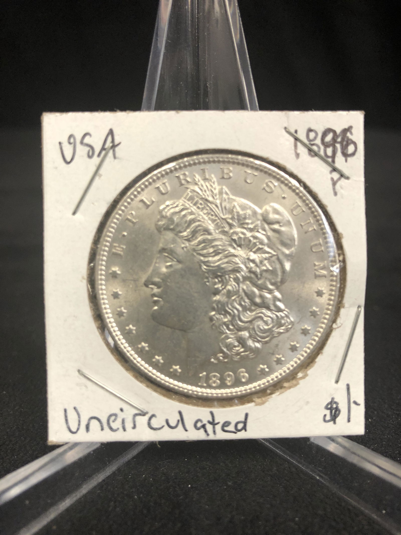 1896 USA MORGAN SILVER DOLLAR (UNCIRCULATED) (1 of 2)