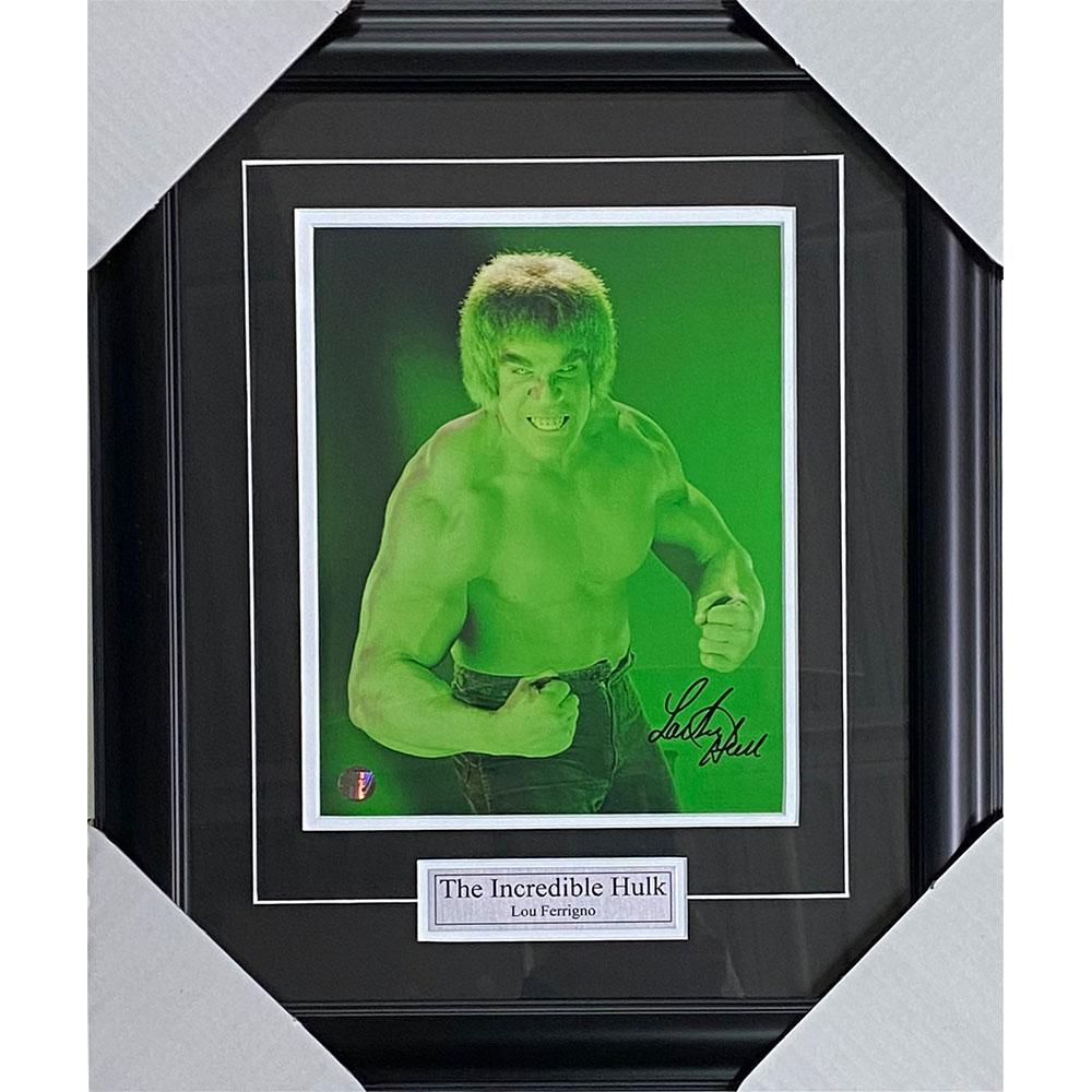 LOU FERRIGNO SIGNED FRAMED "INCREDIBLE HULK" 8X10 PHOTO: LOU FERRIGNO SIGNED FRAMED "INCREDIBLE HULK" 8X10 PHOTO (FROZEN POND COA)