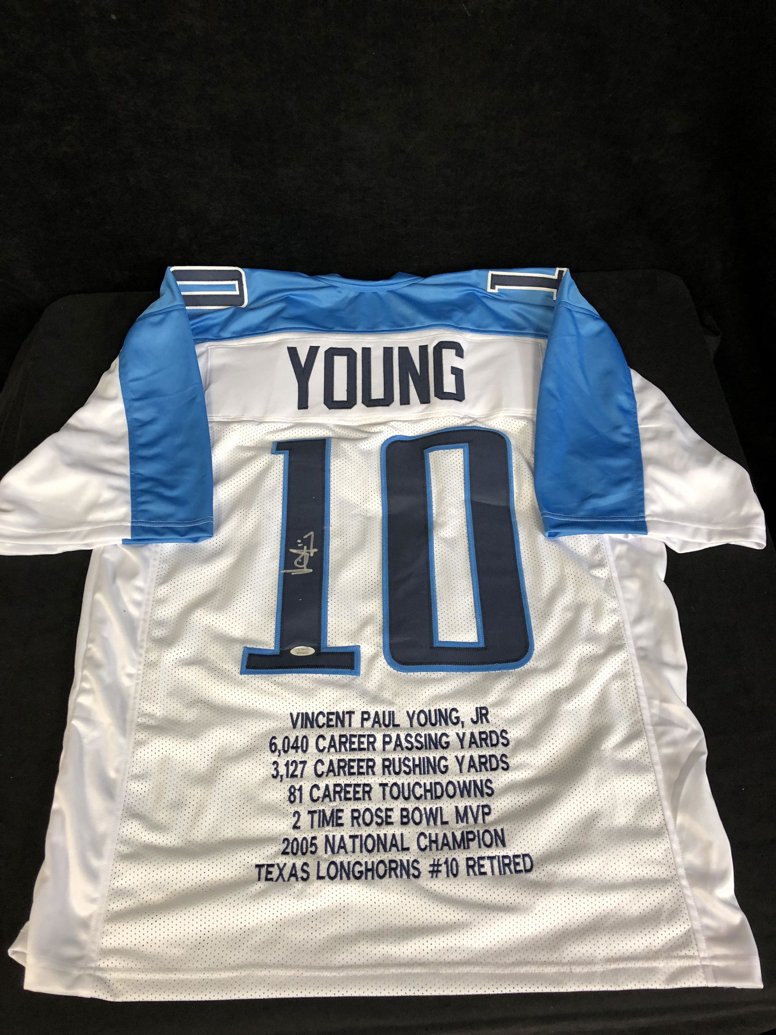 VINCE YOUNG SIGNED TITANS CAREER STAT PRO STYLE JERSEY (1 of 4)