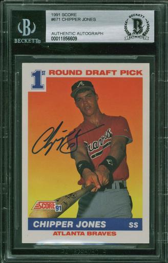 1991 SCORE #671 CHIPPER JONES AUTHENTIC AUTOGRAPH (BECK (1 of 2)