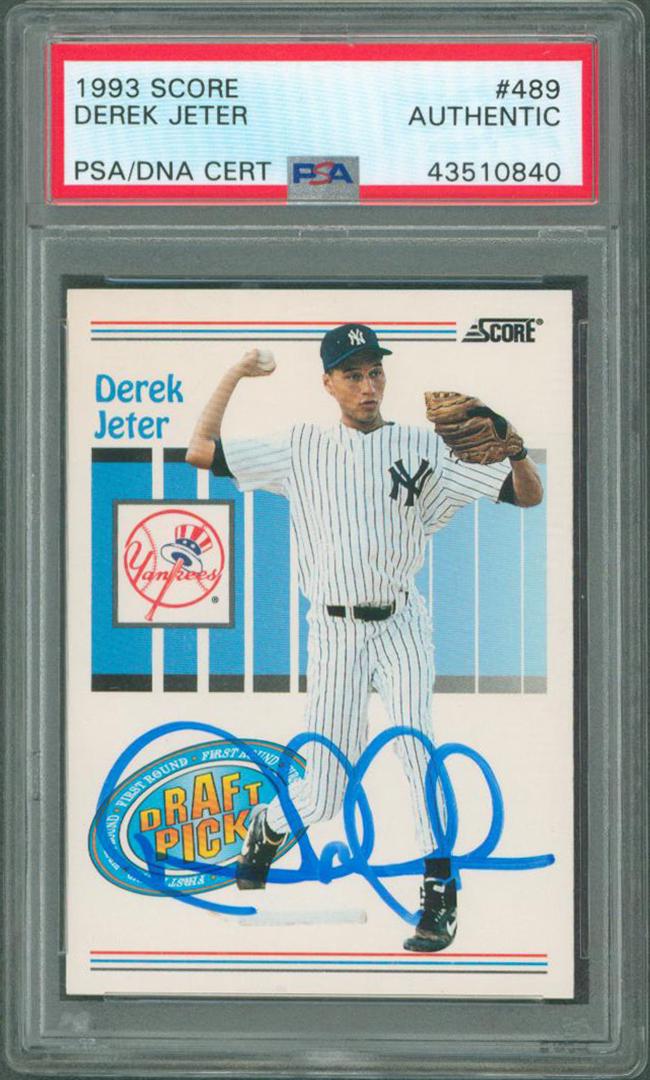 1993 SCORE #489 DEREK JETER AUTHENTIC AUTOGRAPH (PSA/DN (1 of 2)