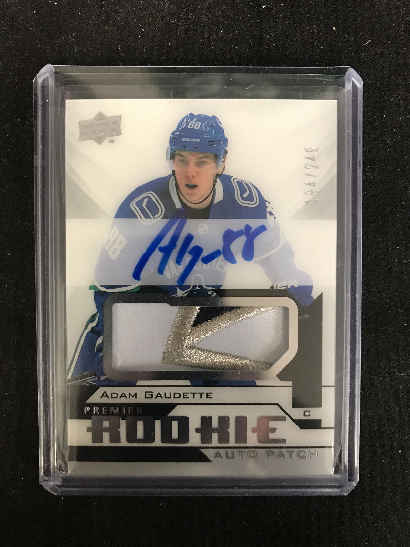 2018-19 PREMIER Adam Gaudette ROOKIE AUTO PATCH 194/249 (1 of 1)