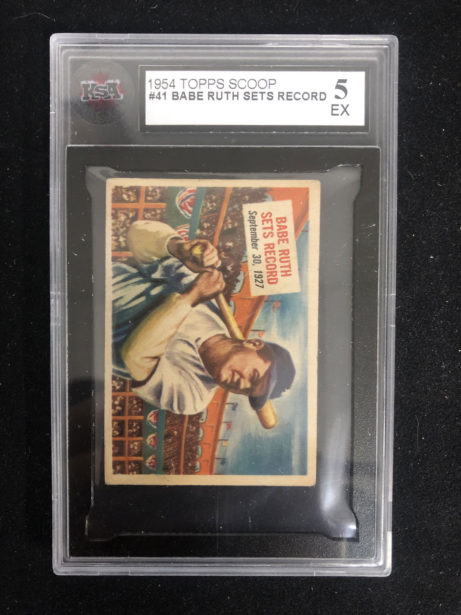 1954 TOPPS SCOOP #41 BABE RUTH SETS RECORD (5 EX) (1 of 2)