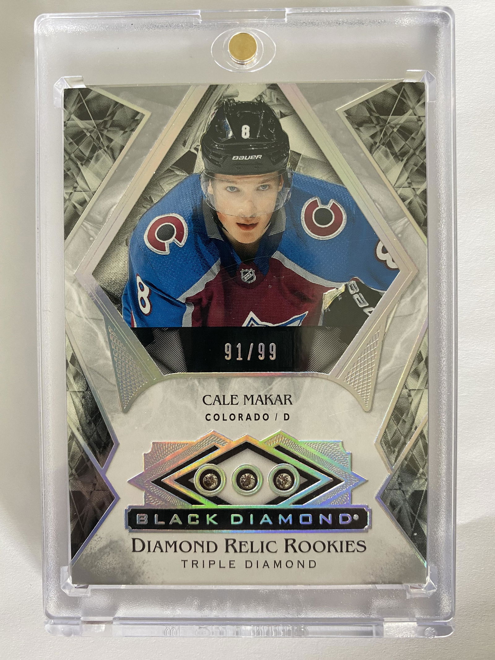 2019-20 UD BLACK DIAMOND CALE MAKAR 3 DIAMOND RELIC RC (1 of 2)