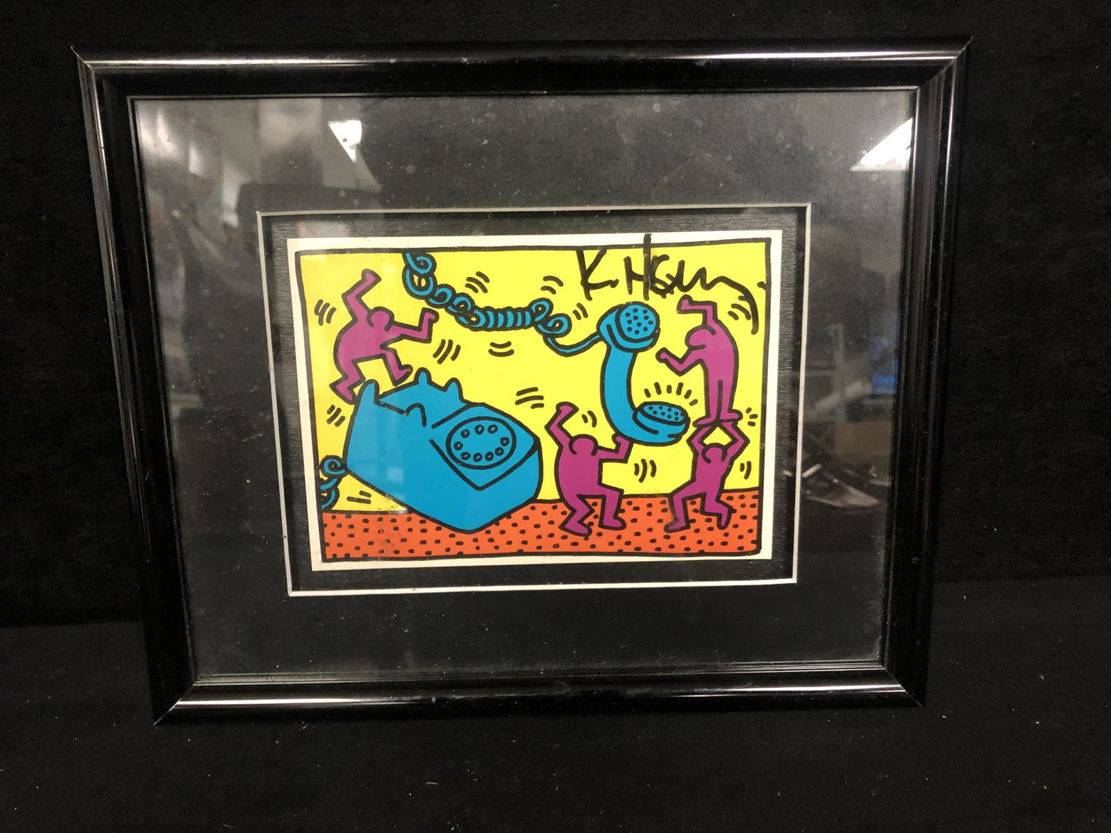 Keith Haring Signed 6X8 Framed Art (American Pop Art): Keith Haring Signed 6X8 Framed Art (American Pop Art)