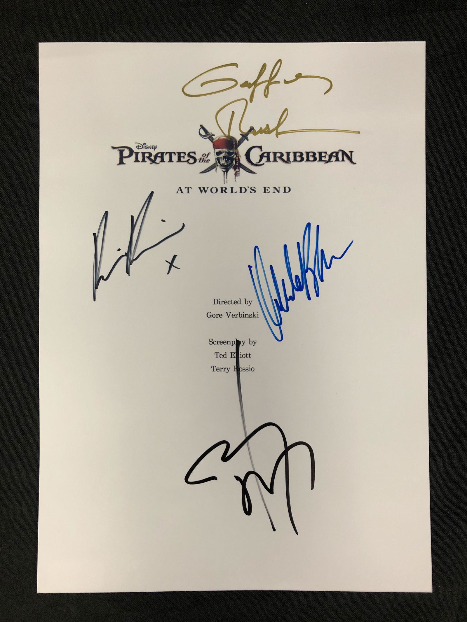 PIRATES OF THE CARIBBEAN MULTI-SIGNED MOVIE SCRIPT (1 of 3)