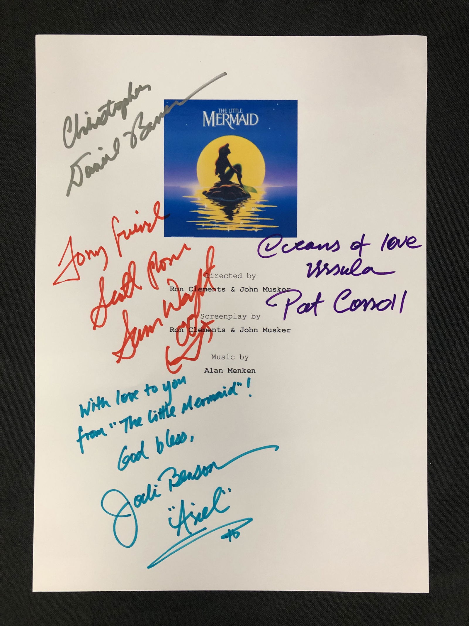 LITTLE MERMAID SIGNED SCRIPT COVER w/ J. BENSON, P. (1 of 3)