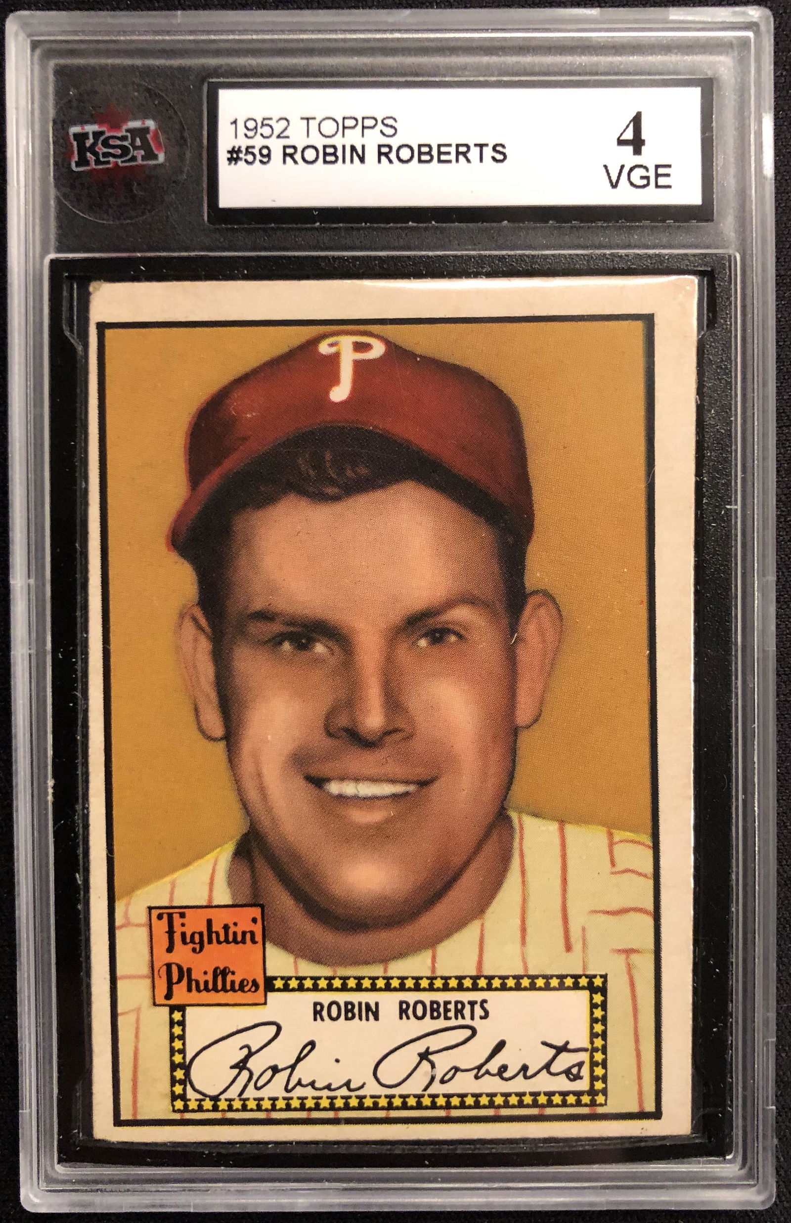 1952 TOPPS #59 ROBIN ROBERTS (4 VGE)  RARE BLACK BACK (1 of 2)